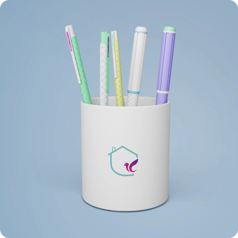 Pen Holder for Freedom Rents' Office Merchandise